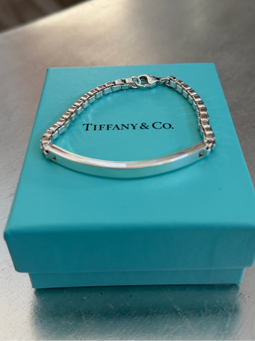 NEW Tiffany & Co. Silver ID Men’s Bracelet - Tiffany Blue Pouch Included 7” - Picture 5 of 6